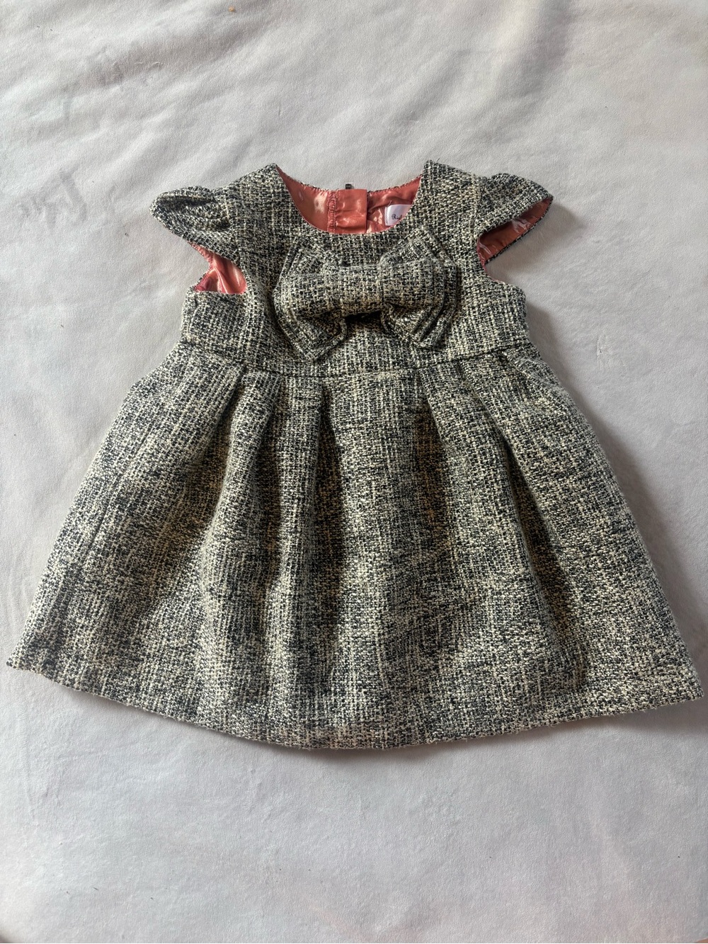 Right Bank Babies 3T Tweed Bow Dress Pink Lined Holiday Party
